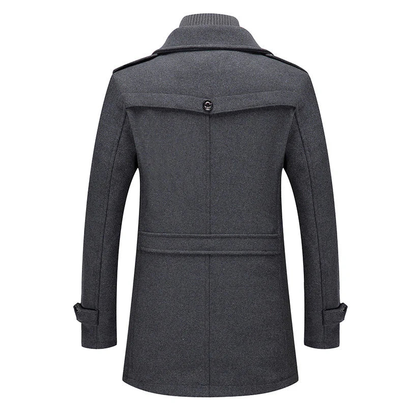 Manteau en laine double épaisseur pour homme, style décontracté et épais
