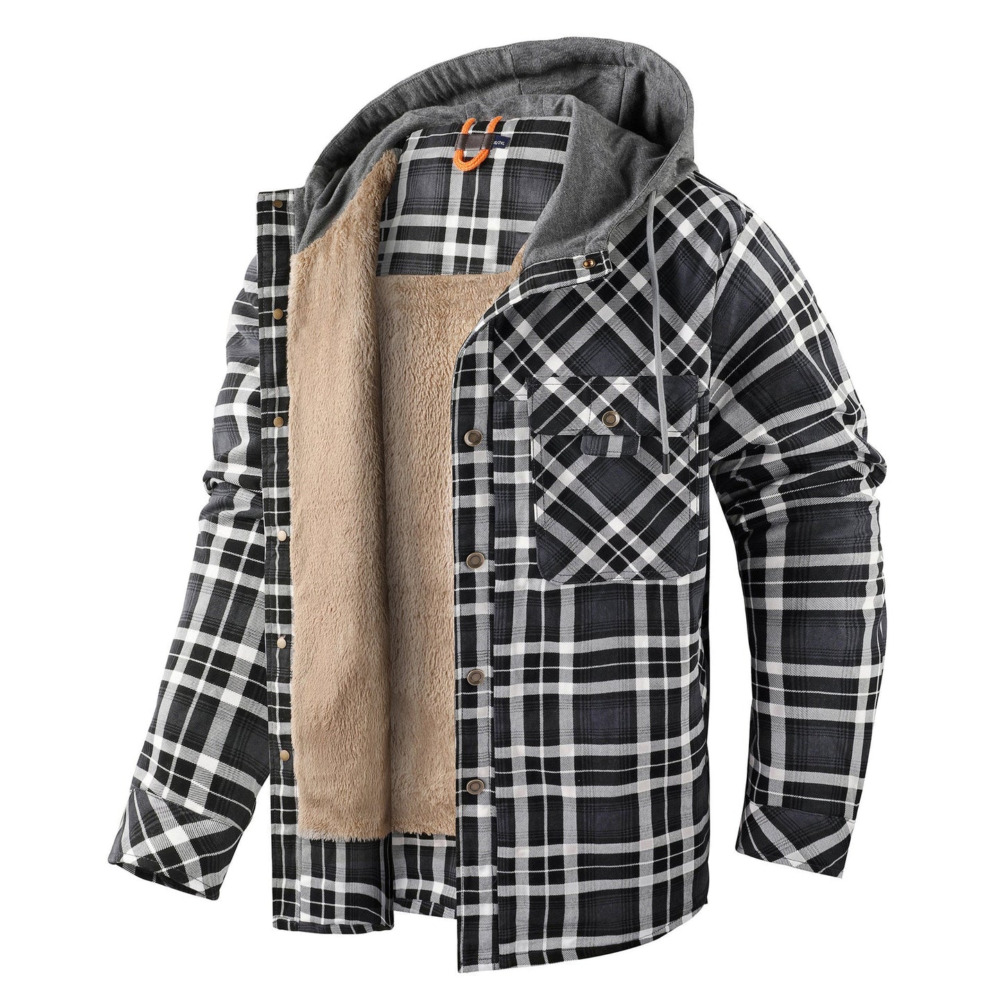 Veste à capuche vintage en coton polaire épais pour homme