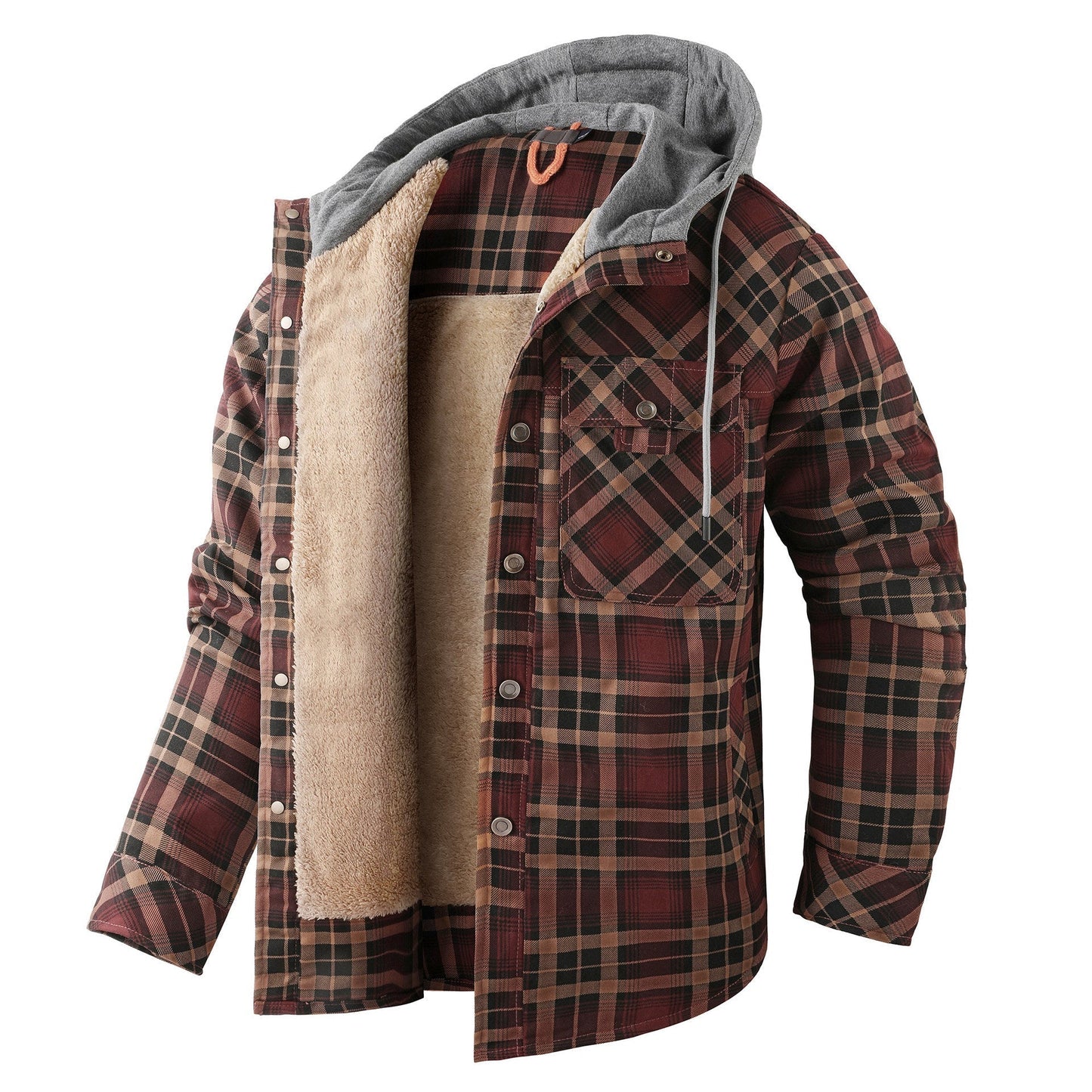 Veste à capuche vintage en coton polaire épais pour homme
