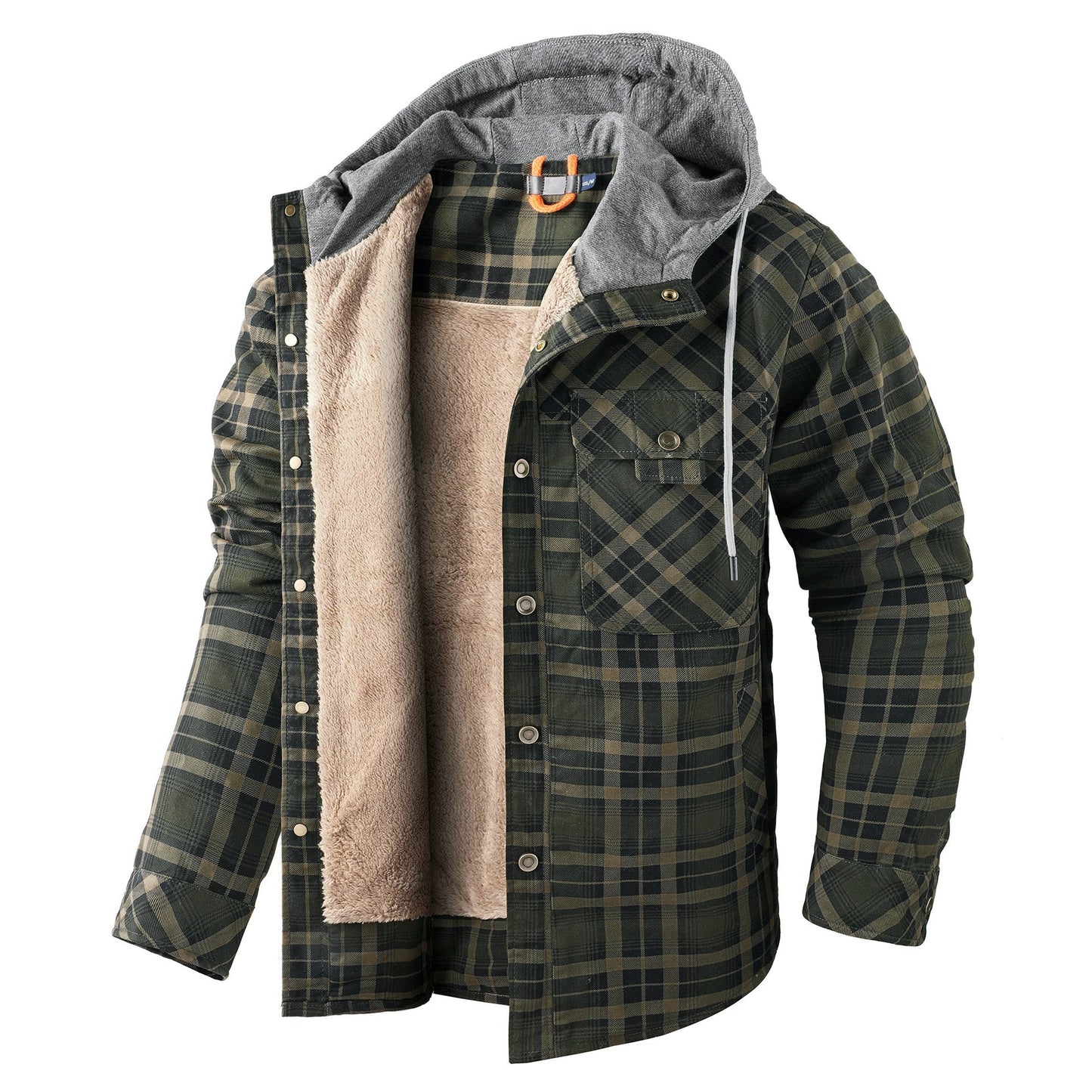Veste à capuche vintage en coton polaire épais pour homme