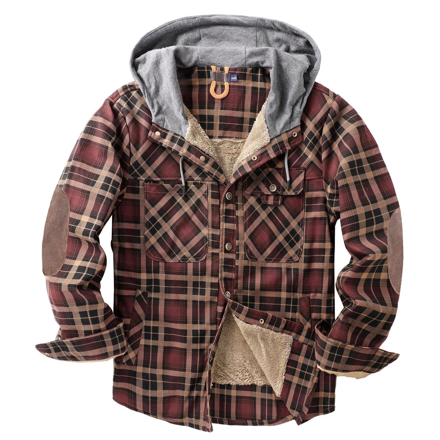 Veste à capuche vintage en coton polaire épais pour homme