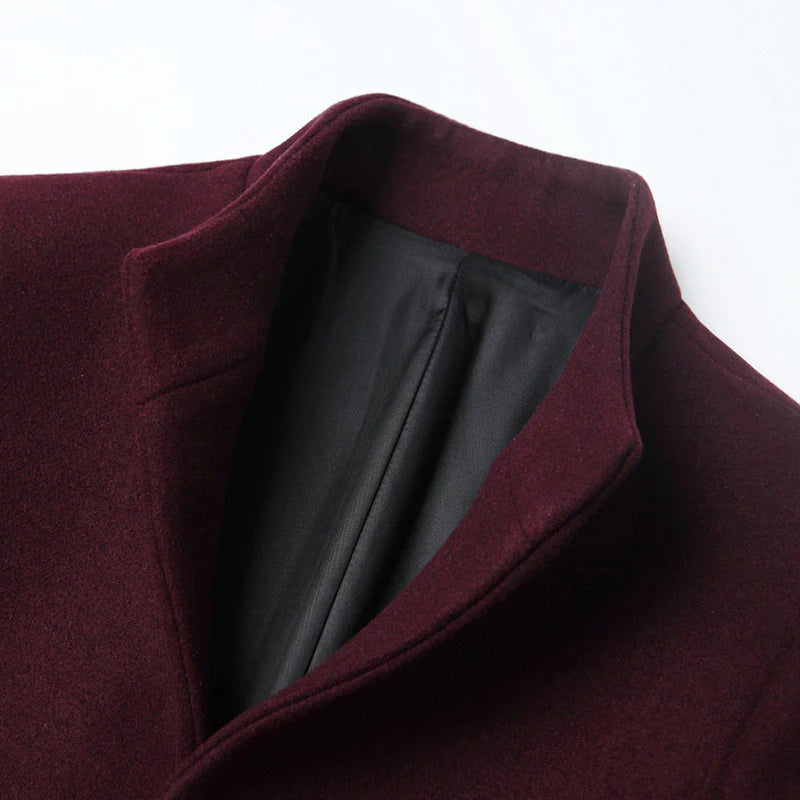 Manteau en laine épaisse à col montant pour homme de qualité supérieure