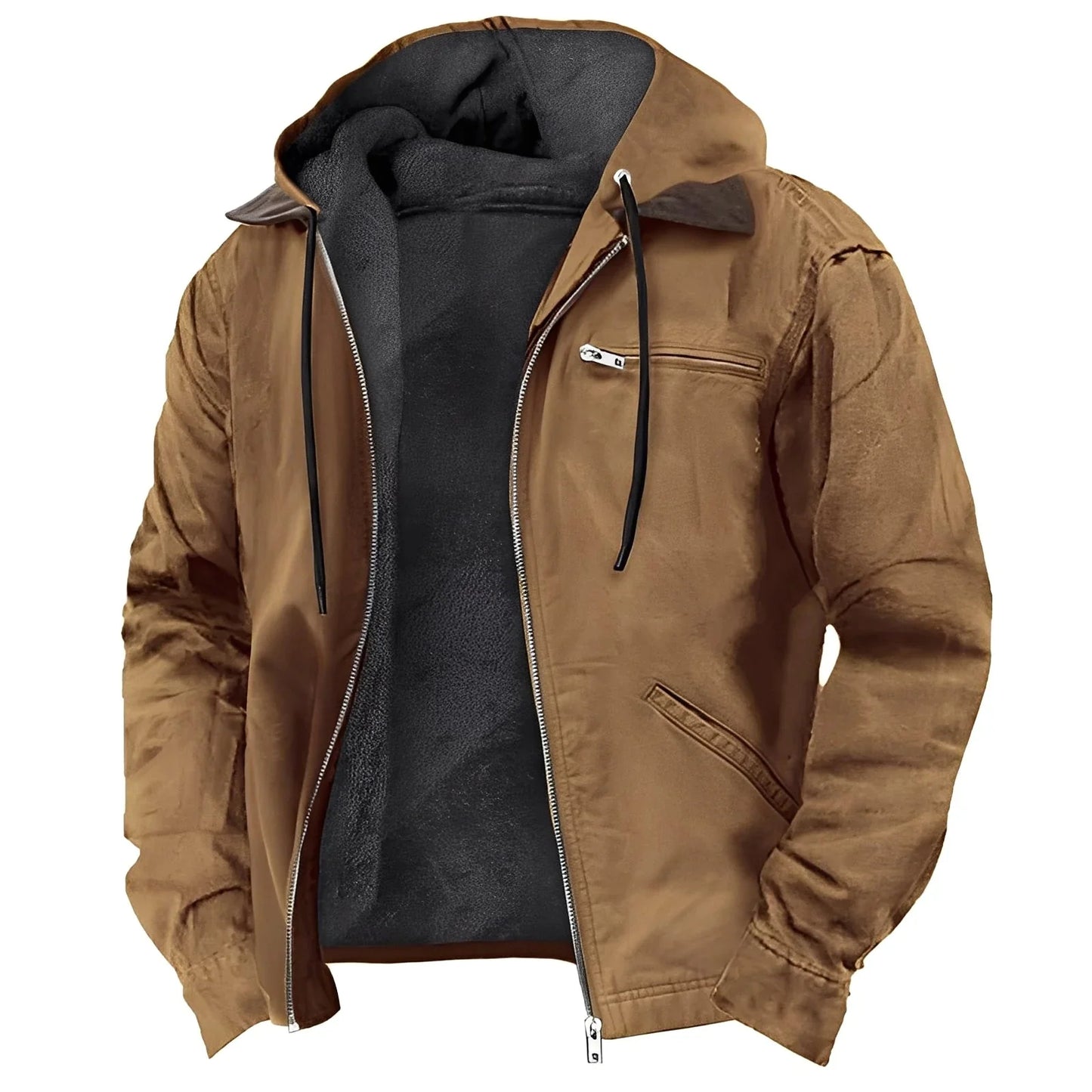 Veste à capuche doublée en polaire de qualité supérieure pour homme