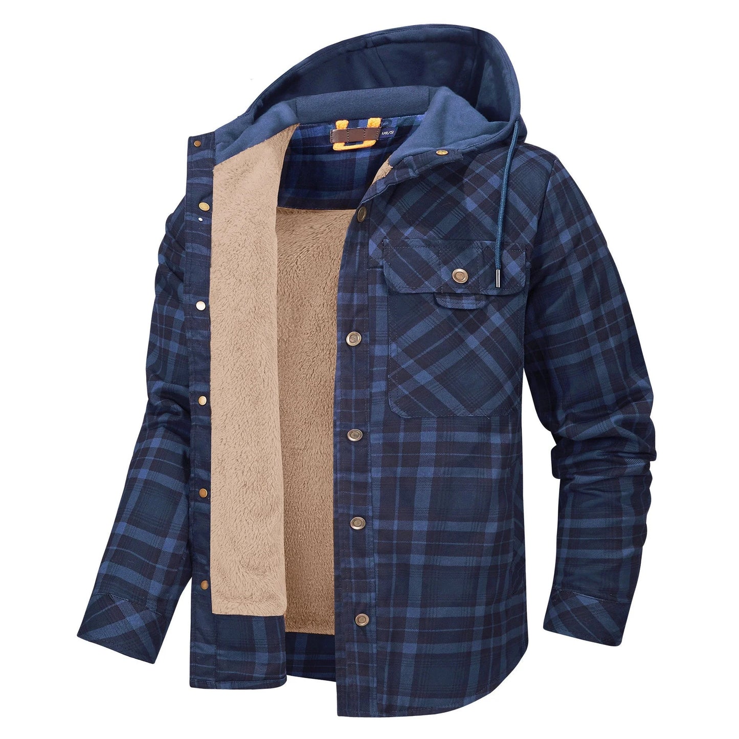 Veste à capuche vintage en coton polaire épais pour homme
