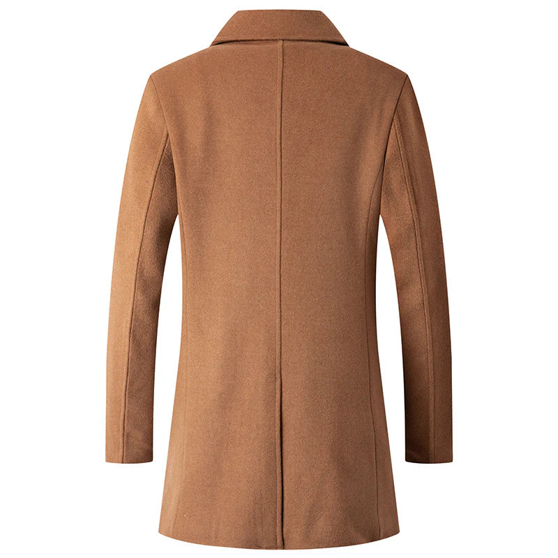 Caban classique croisé en laine mélangée pour homme