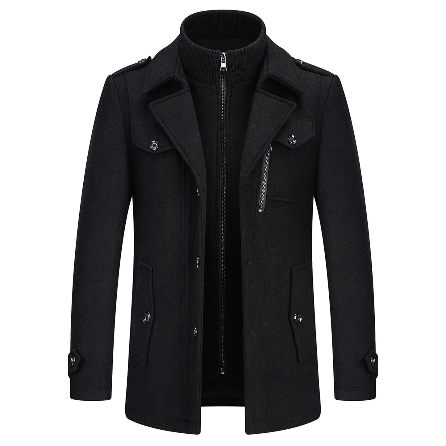 Manteau en laine double épaisseur pour homme, style décontracté et épais