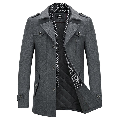Manteau en laine épaisse mélangée pour homme avec écharpe amovible