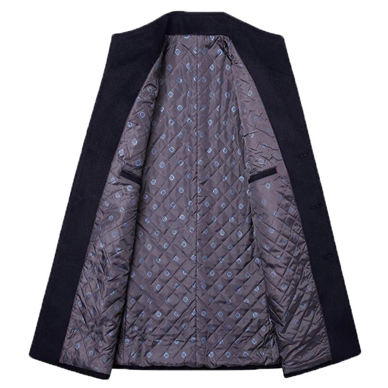 Manteau en laine épaisse à col montant pour homme de qualité supérieure