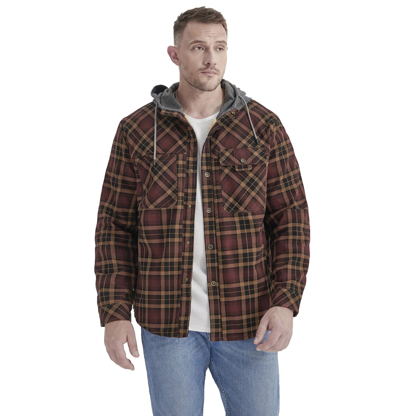 Veste à capuche vintage en coton polaire épais pour homme