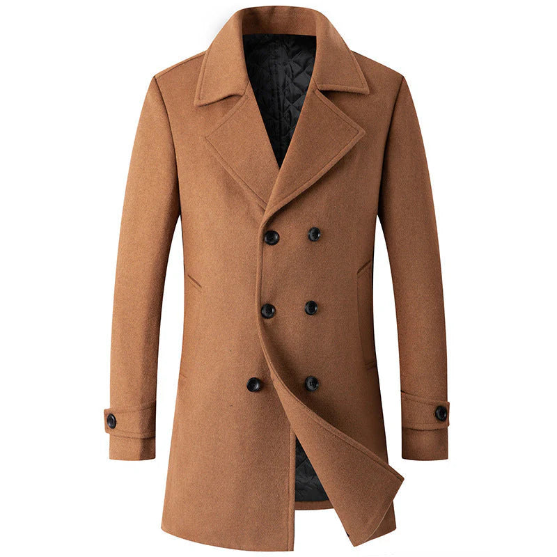 Caban classique croisé en laine mélangée pour homme