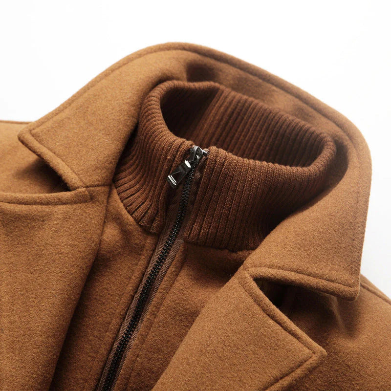 Manteau britannique en laine mélangée double épaisseur pour homme