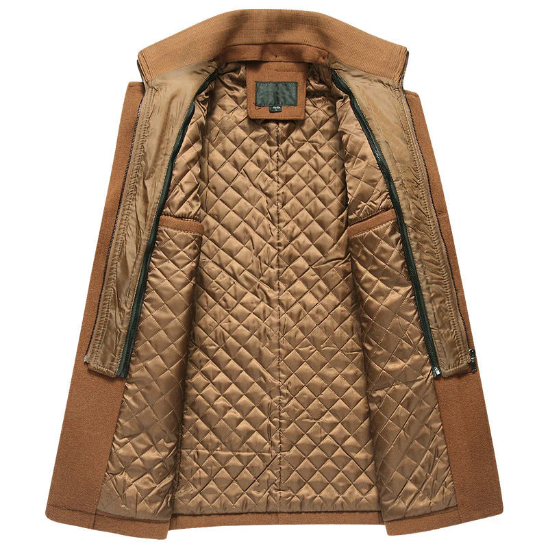 Manteau britannique en laine mélangée double épaisseur pour homme