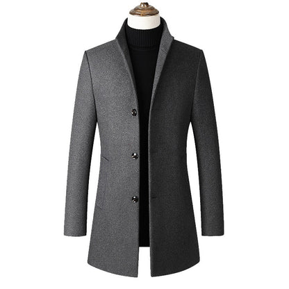 Manteau en laine épaisse à col montant pour homme de qualité supérieure