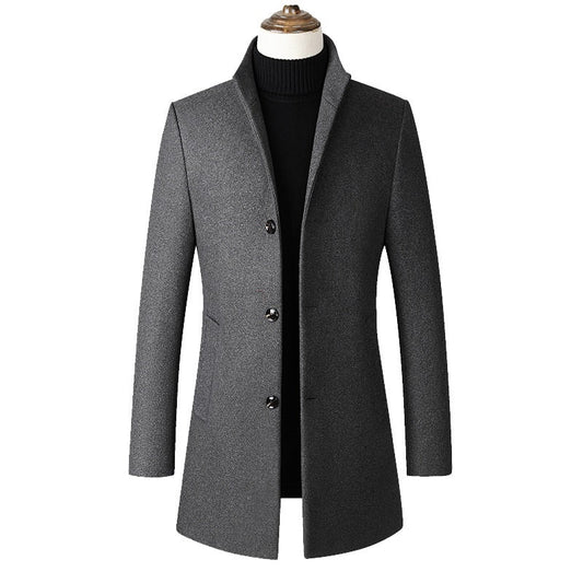 Manteau en laine épaisse à col montant pour homme de qualité supérieure