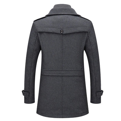 Manteau en laine double épaisseur pour homme, style décontracté et épais