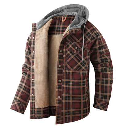 Veste à capuche vintage en coton polaire épais pour homme