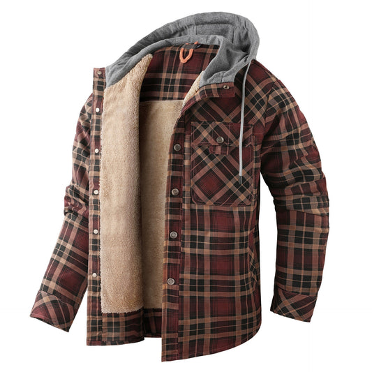 Veste à capuche vintage en coton polaire épais pour homme