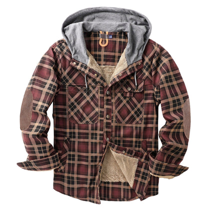 Veste à capuche vintage en coton polaire épais pour homme