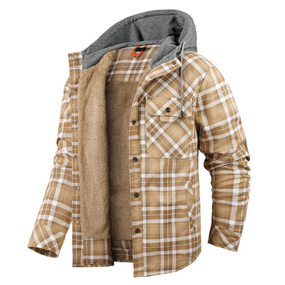 Veste à capuche vintage en coton polaire épais pour homme