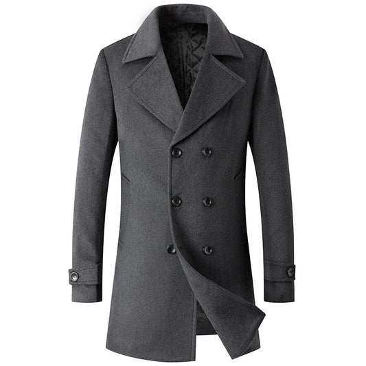 Caban classique croisé en laine mélangée pour homme