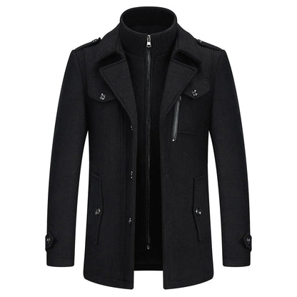 Manteau en laine double épaisseur pour homme, style décontracté et épais