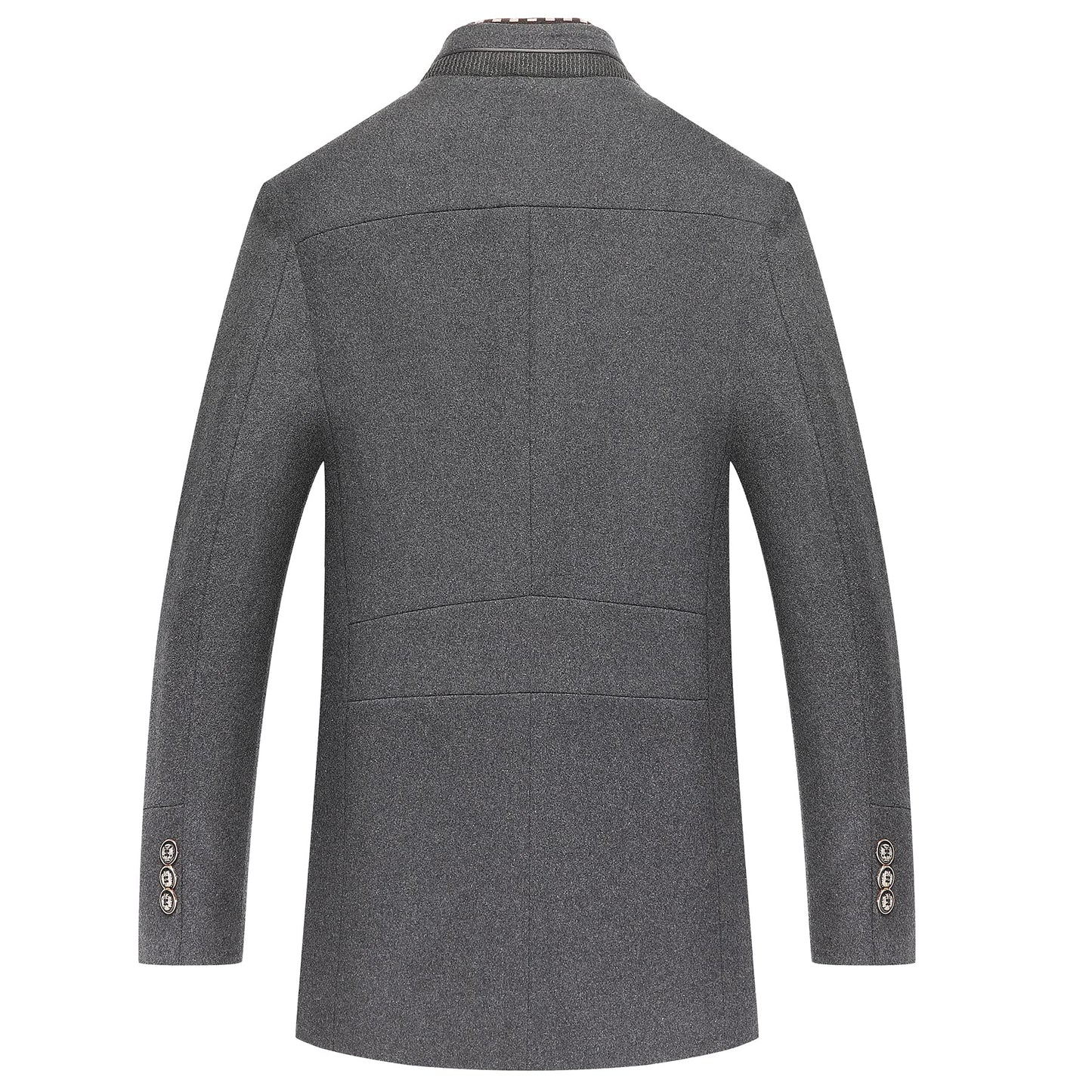 Manteau en laine épais à col montant et écharpe amovible pour homme