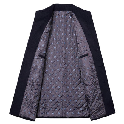 Manteau en laine épaisse à col montant pour homme de qualité supérieure