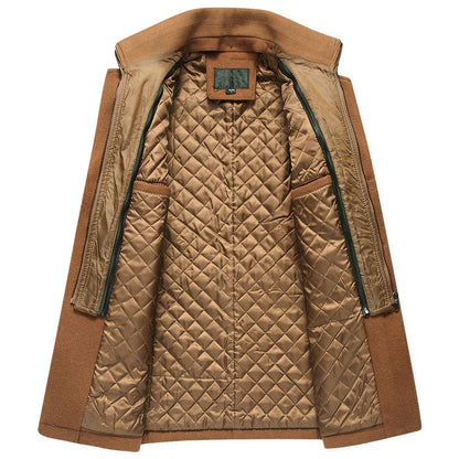 Manteau britannique en laine mélangée double épaisseur pour homme